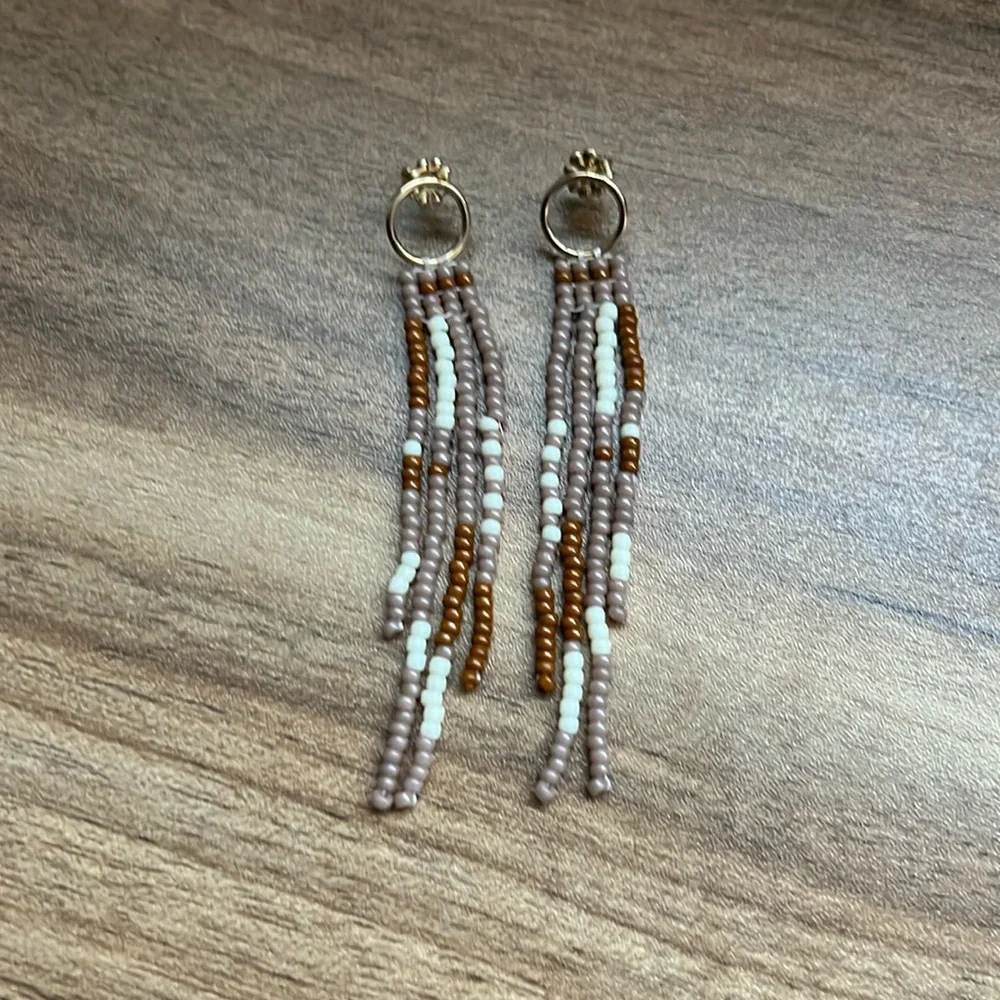 Handmade beaded dangle earrings! NEW! - Picture 1 of 2